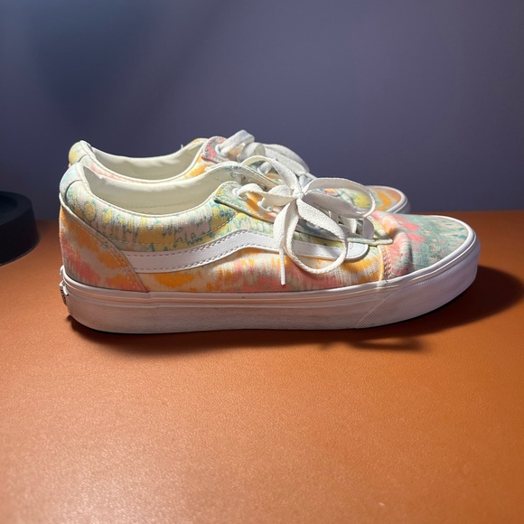 Multi-colored gently used Vans. Laced low tops. - Picture 1 of 4